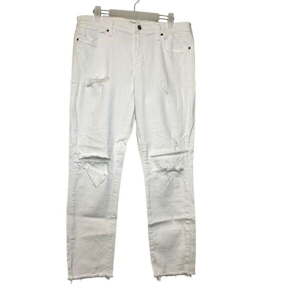 Agolde High Rise Sophie Crop Distressed Stretch Skinny Jeans White Size 32 - Picture 1 of 6